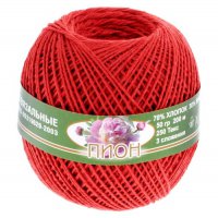 Нить для вязания Пион-цвет 0703 красный