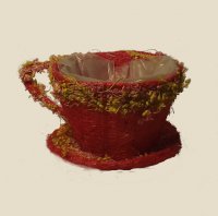 Чашка из сизаля и цветов WD516-3 17*13*9, красная