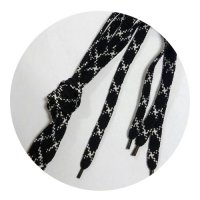 Шнурки 90 см цвет черный с белым 