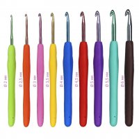 Набор крючков для вязания, металлические с каучуковой ручкой (№ 2,0 - 6,0) 9 шт.