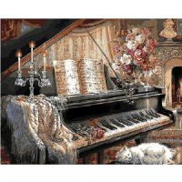 GX7553/Гостиная с роялем - картина по номерам